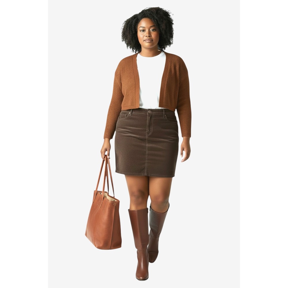 Torrid Women's PLUS SIZE Corduroy Mini Skirt 18 Brown Pockets Belt Loops Preppy